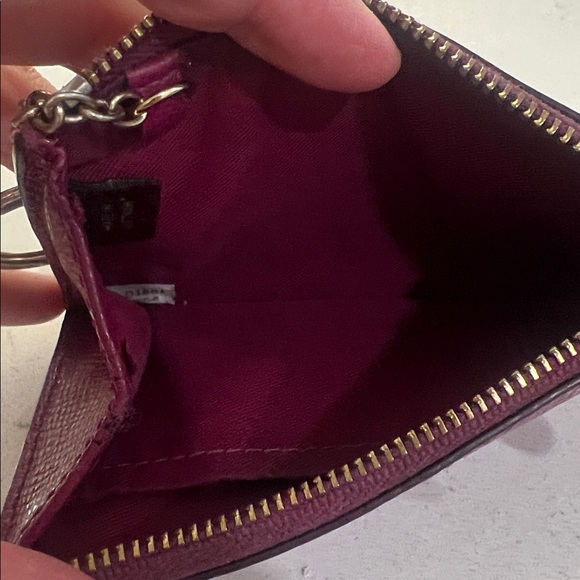 Coach Women's Burgundy Leather Wristlet - Picture 7 of 12